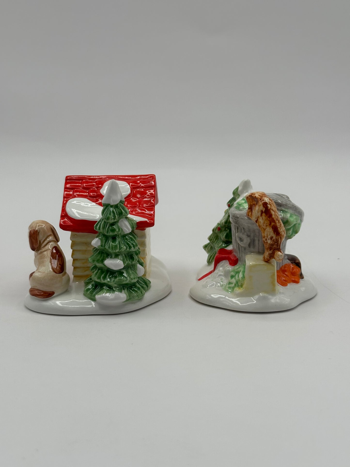 Dept 56 Original Snow Village Doghouse / Cat in Garbage Can