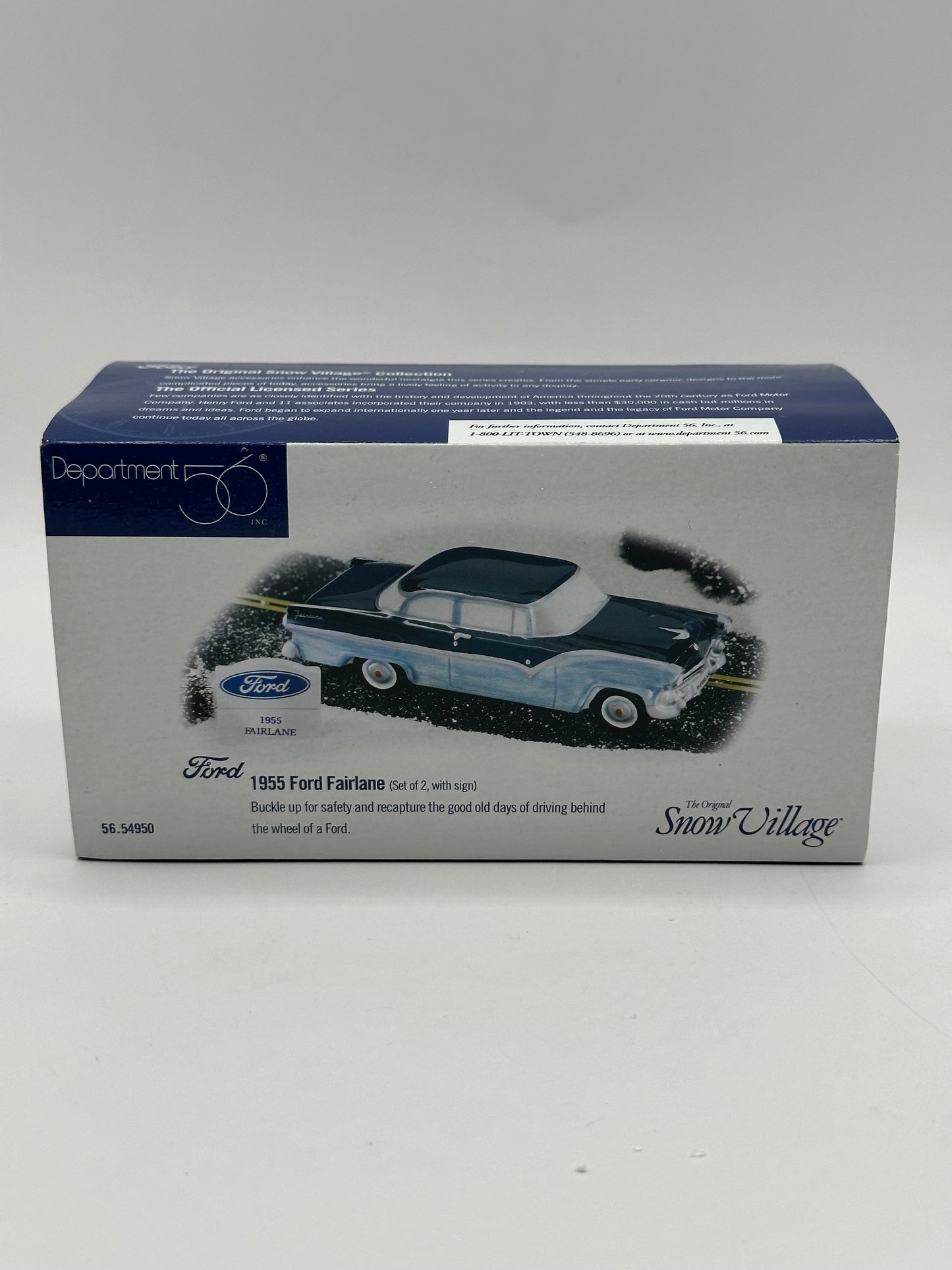 Dept 56 Original Snow Village 1955 Ford Fairlane (Blue/Teal)