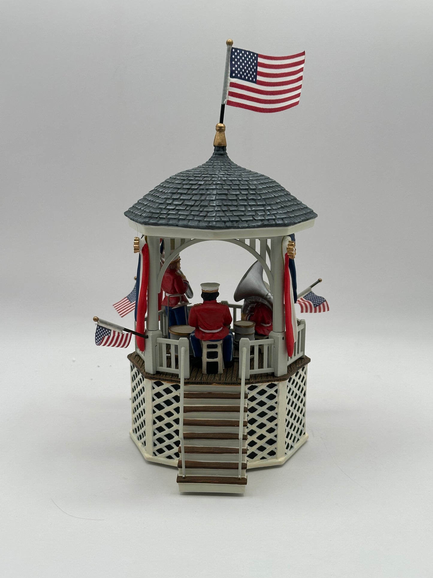 Dept 56 Original Snow Village Star And Stripes Forever Gazebo Music Box