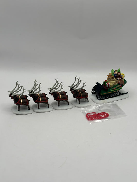 Dept 56 North Pole Sleigh & Eight Tiny Reindeer