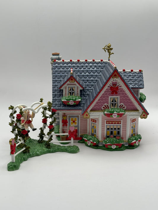 Dept 56 Original Snow Village Celebrate Love - Hearts & Blooms Cottage