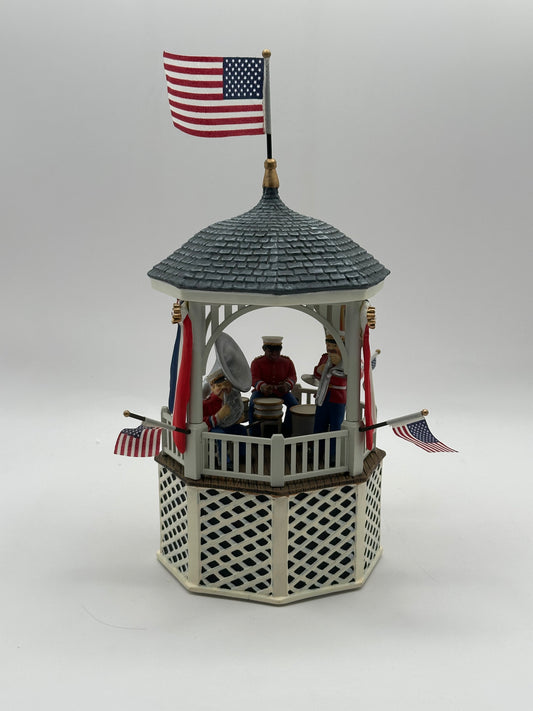 Dept 56 Original Snow Village Star And Stripes Forever Gazebo Music Box