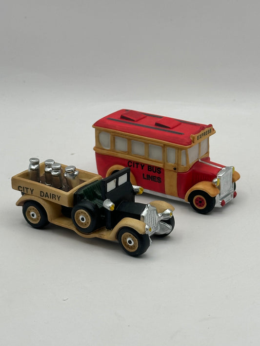 Dept 56 Christmas in the City Transport Set of 2 (City Bus & Milk Truck)