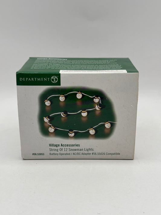 Dept 56 Village Accessories String Of 12 Snowman Lights