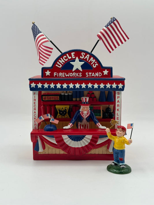 Dept 56 Original Snow Village Uncle Sam’s Fireworks Stand