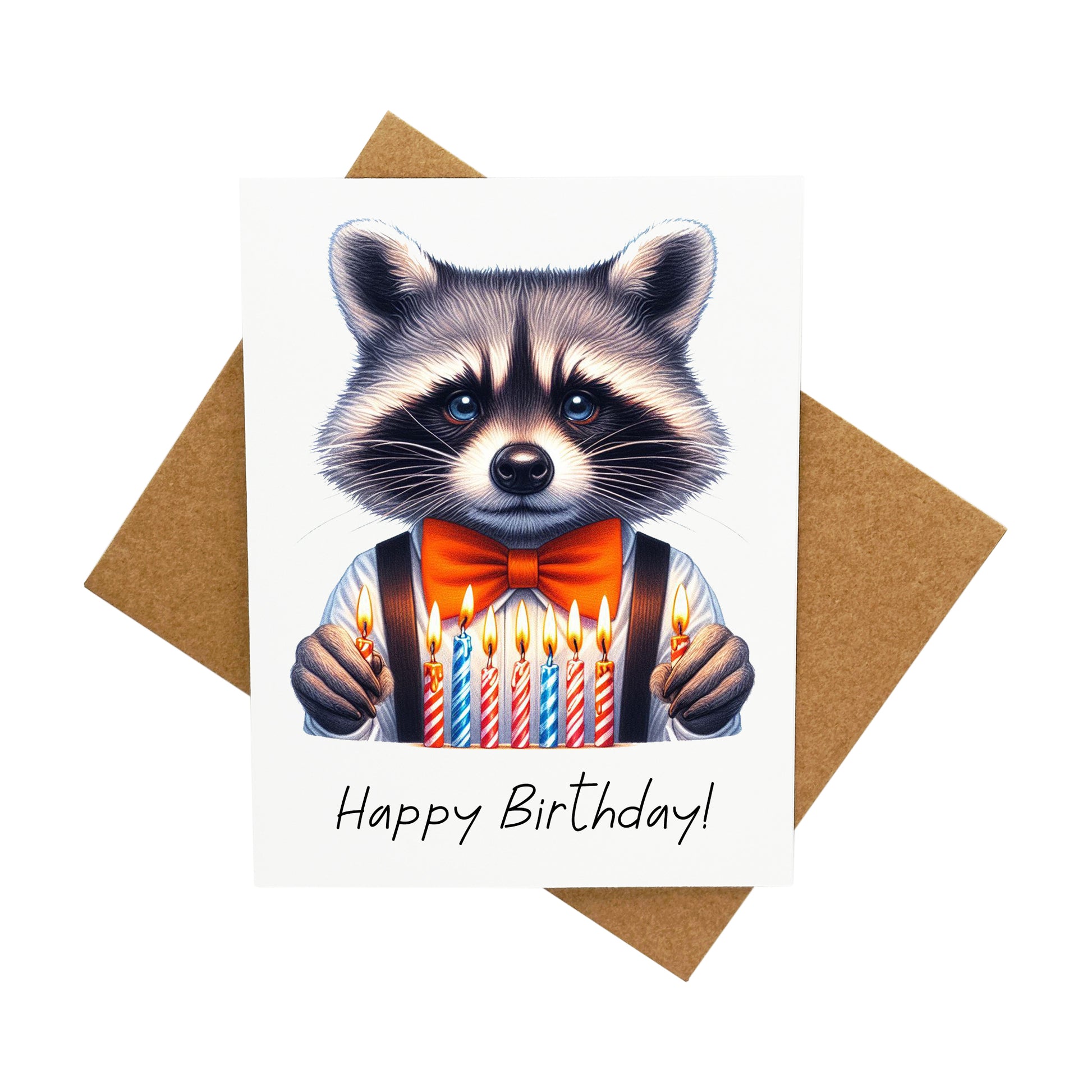 Raccoon Birthday Candles: A Handcrafted Greeting Card - Vintage Villages