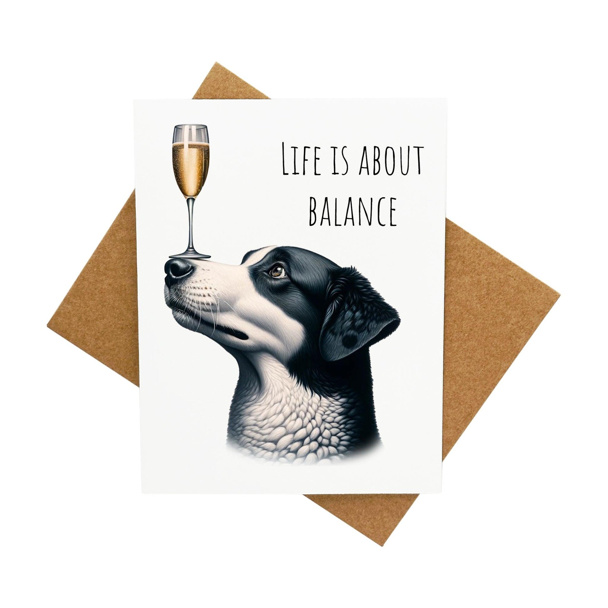 Dog Life Is About Balance: A Handcrafted Greeting Card - Vintage Villages