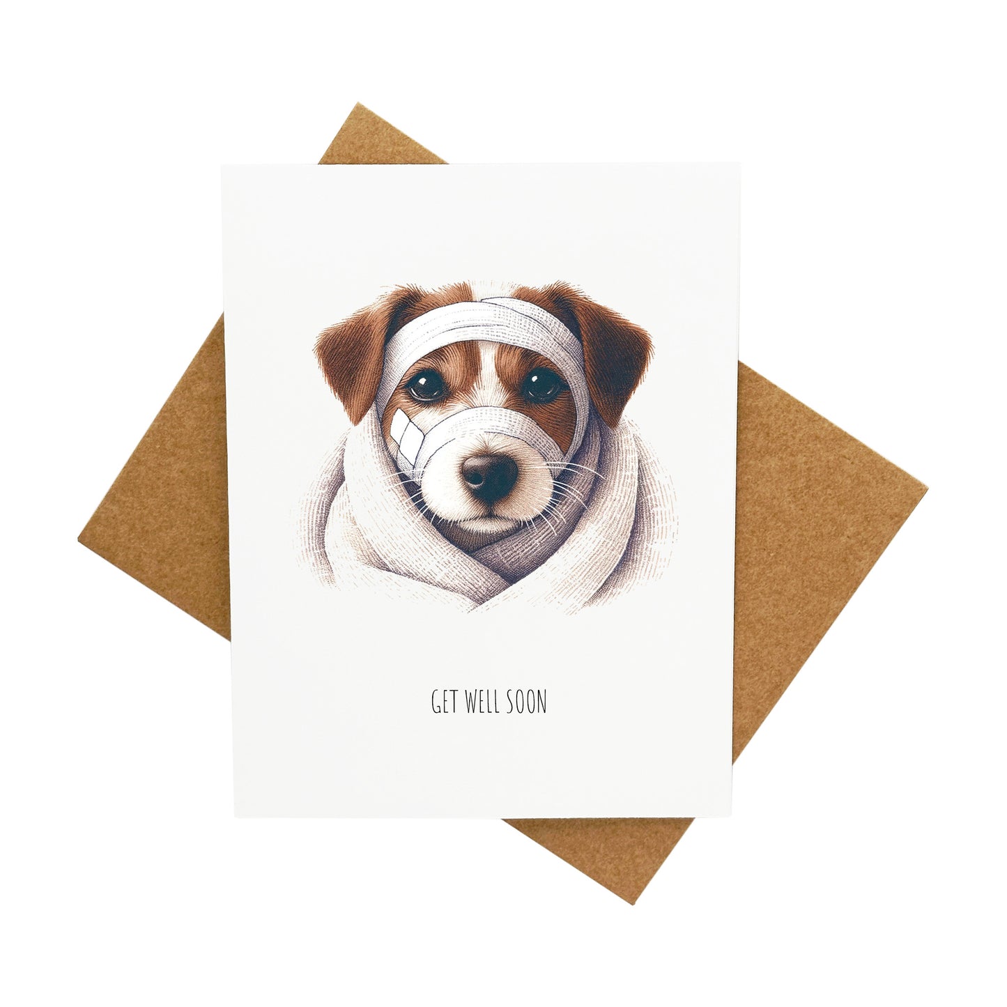 Get Well Soon (Featuring Dog): A Handcrafted Greeting Card - Vintage Villages