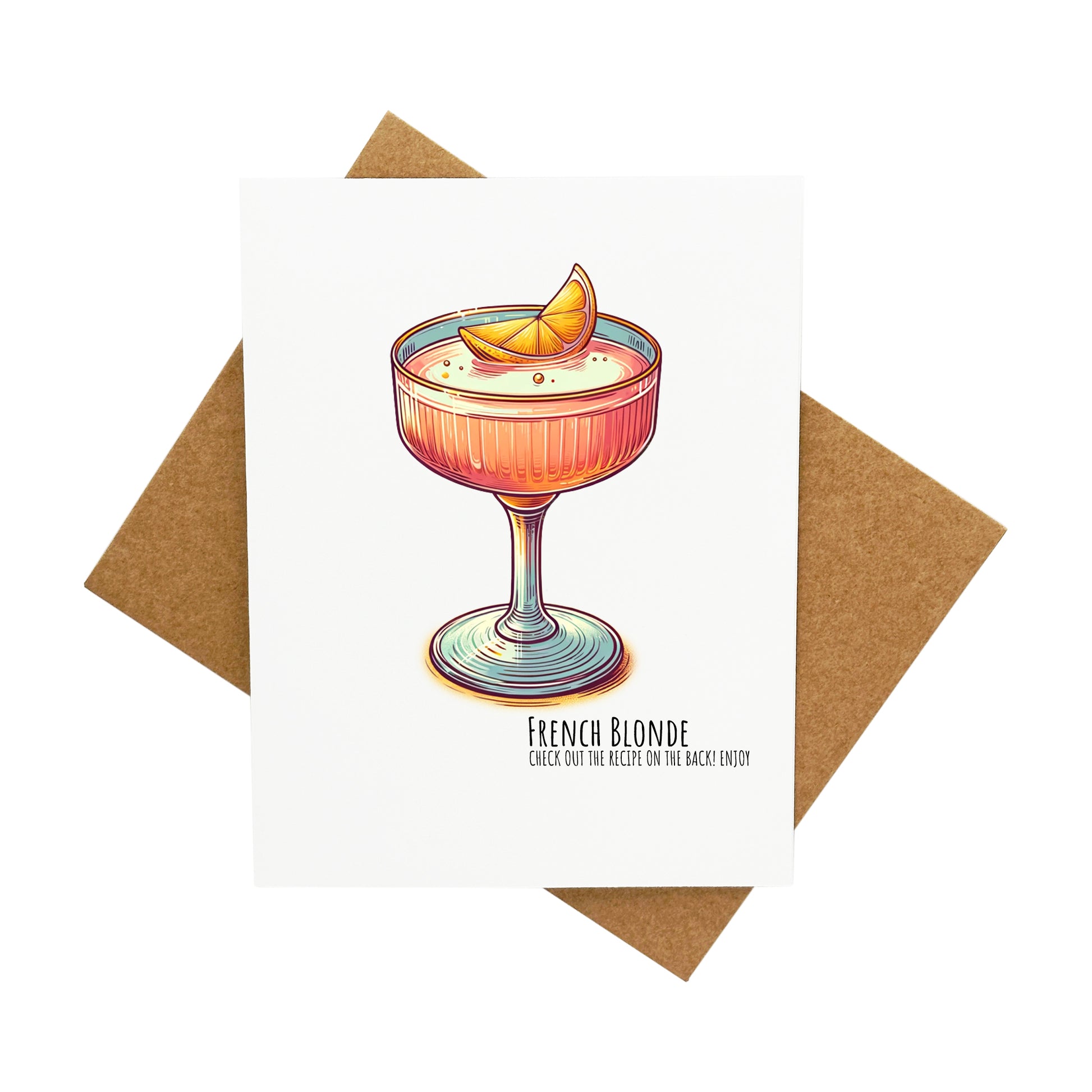 French Blonde Cocktail with Recipe: A Handcrafted Greeting Card - Vintage Villages