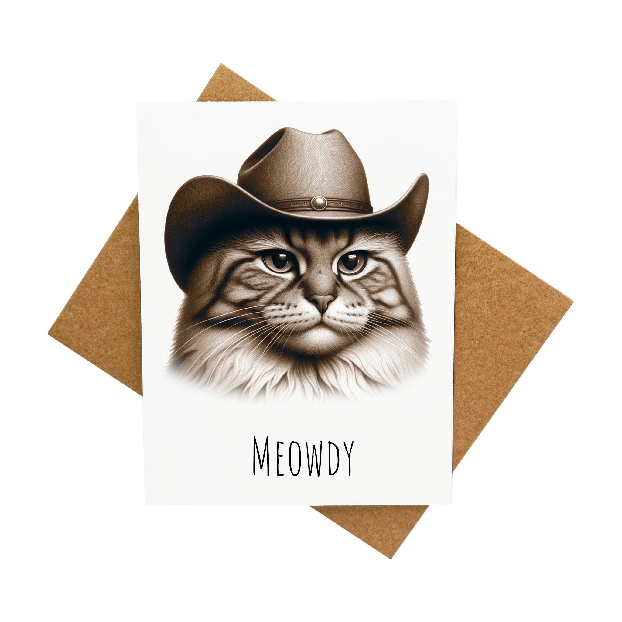 Cowboy Cat Meowdy A Handcrafted Greeting Card Vintage Villages