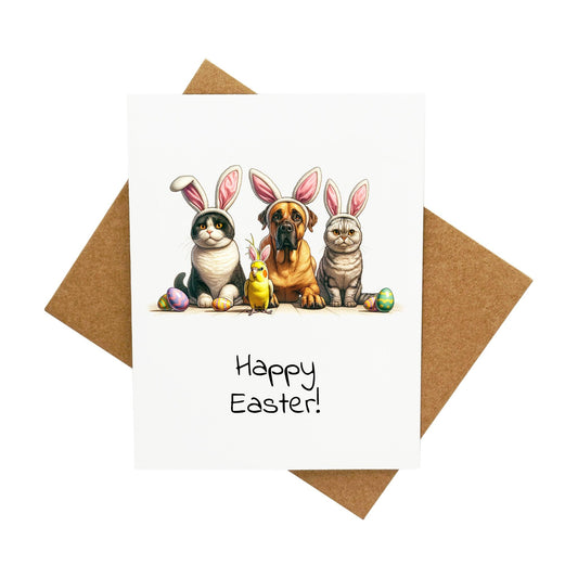 Pets Wearing Easter Bunny Ears: A Handcrafted Greeting Card - Vintage Villages