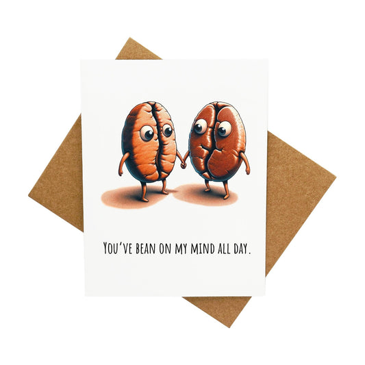 Bean Thinking About You: A Handcrafted Greeting Card - Vintage Villages