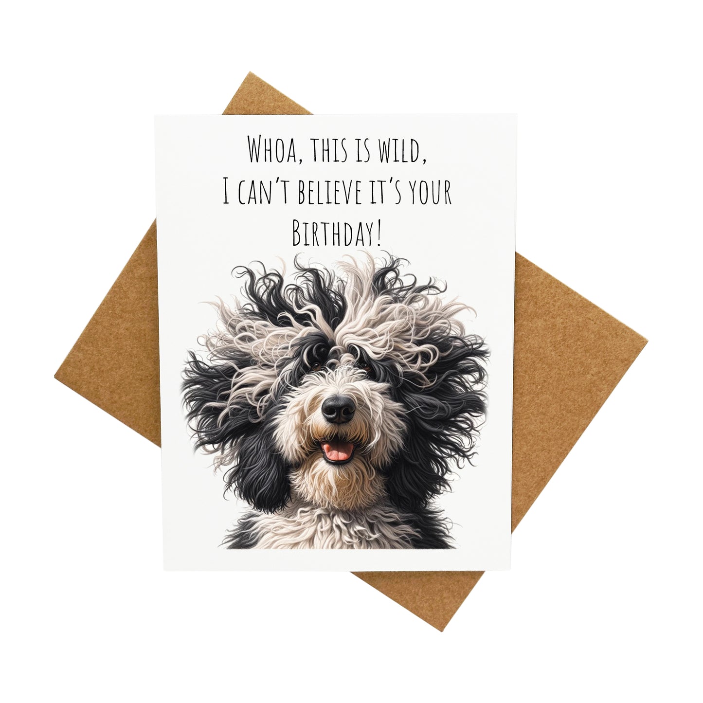 Dog with Wild Hair Birthday: A Handcrafted Greeting Card - Vintage Villages