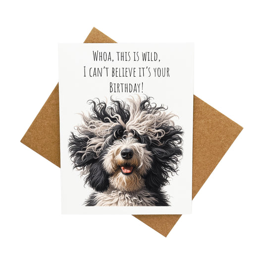 Dog with Wild Hair Birthday: A Handcrafted Greeting Card - Vintage Villages