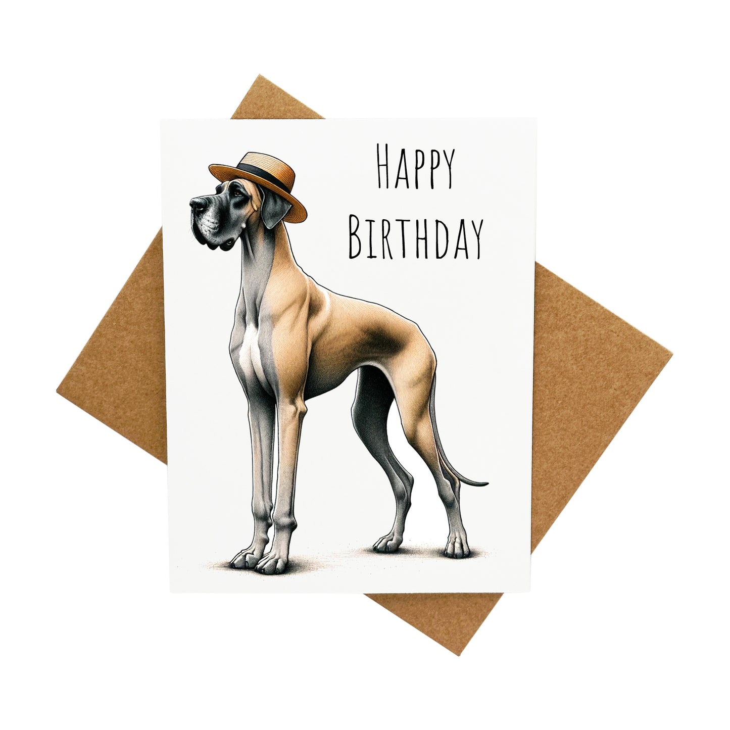 Great Dane Wearing a Hat Birthday: A Handcrafted Greeting Card - Vintage Villages