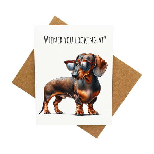 Wiener Dog Wearing Sunglasses: A Handcrafted Greeting Card - Vintage Villages