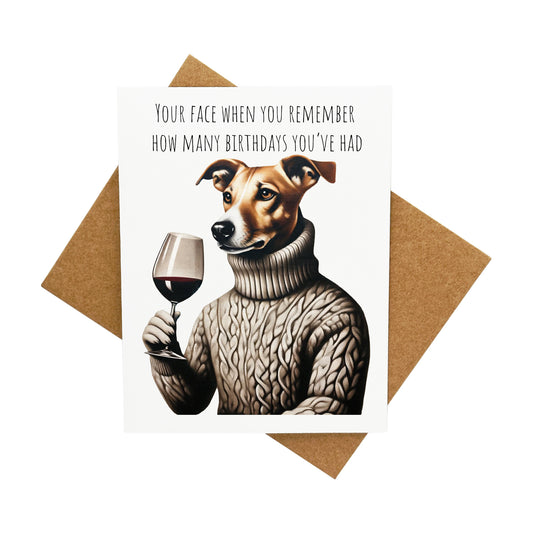 Dog Realizing How Old They Are: A Handcrafted Greeting Card - Vintage Villages