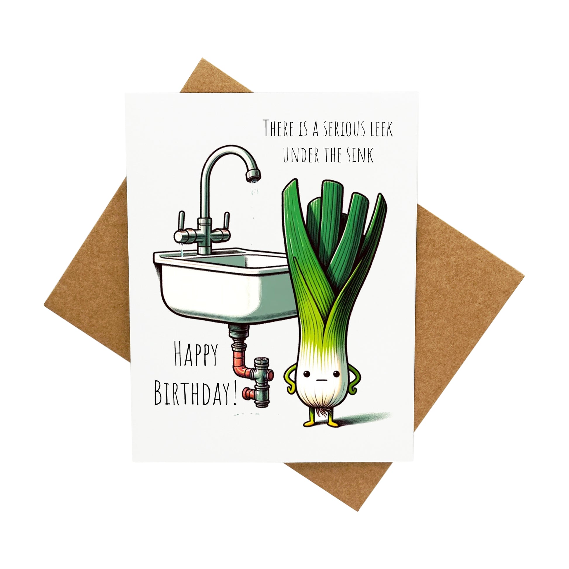 Leek Under The Sink (Ridiculous and Funny): A Handcrafted Greeting Card - Vintage Villages