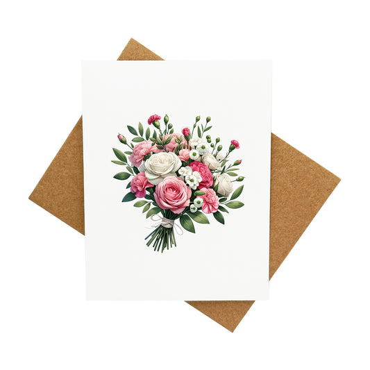 FLOWERS - Roses and Carnations: A Handcrafted Greeting Card - Vintage Villages