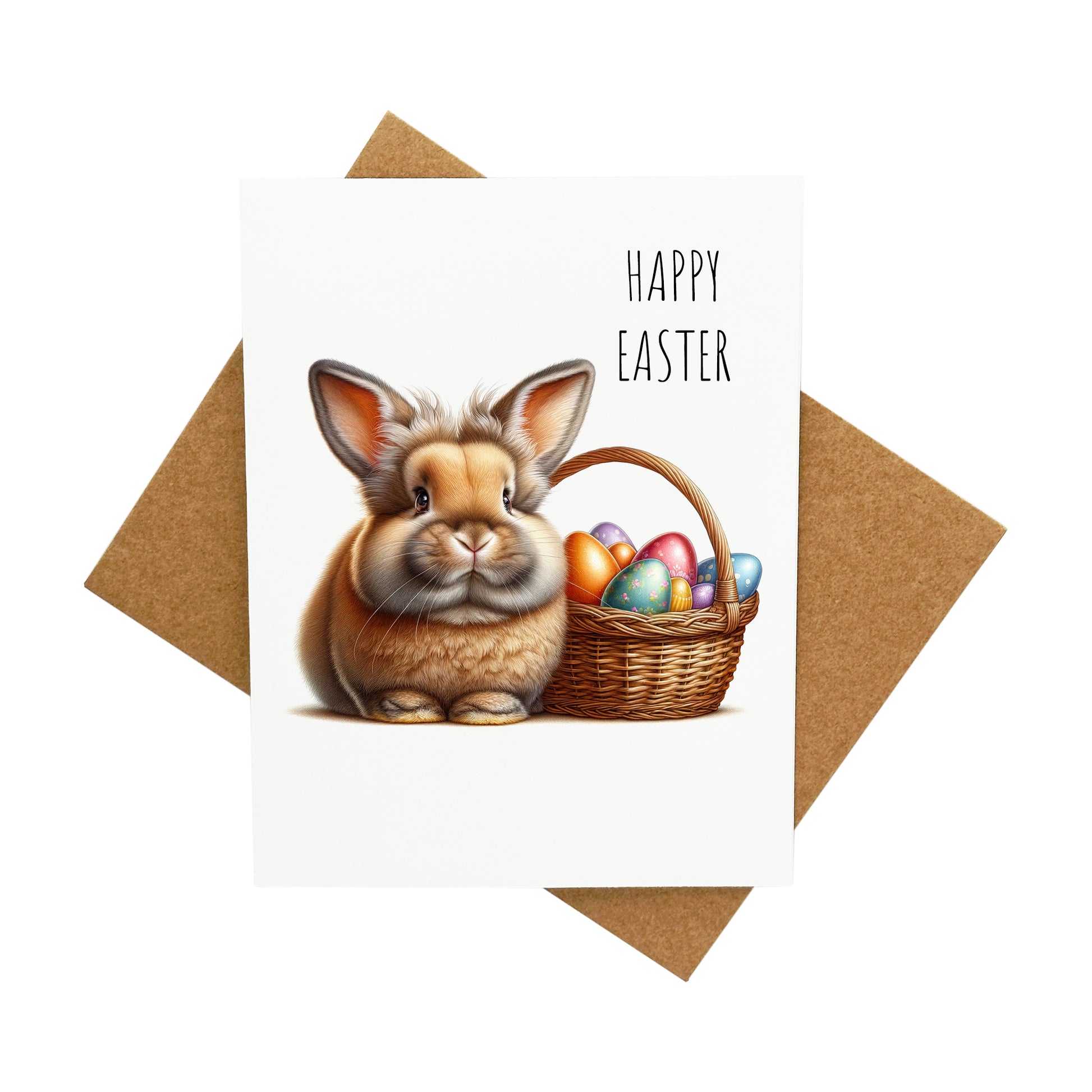 Easter Rabbit with Basket of Eggs: A Handcrafted Greeting Card - Vintage Villages