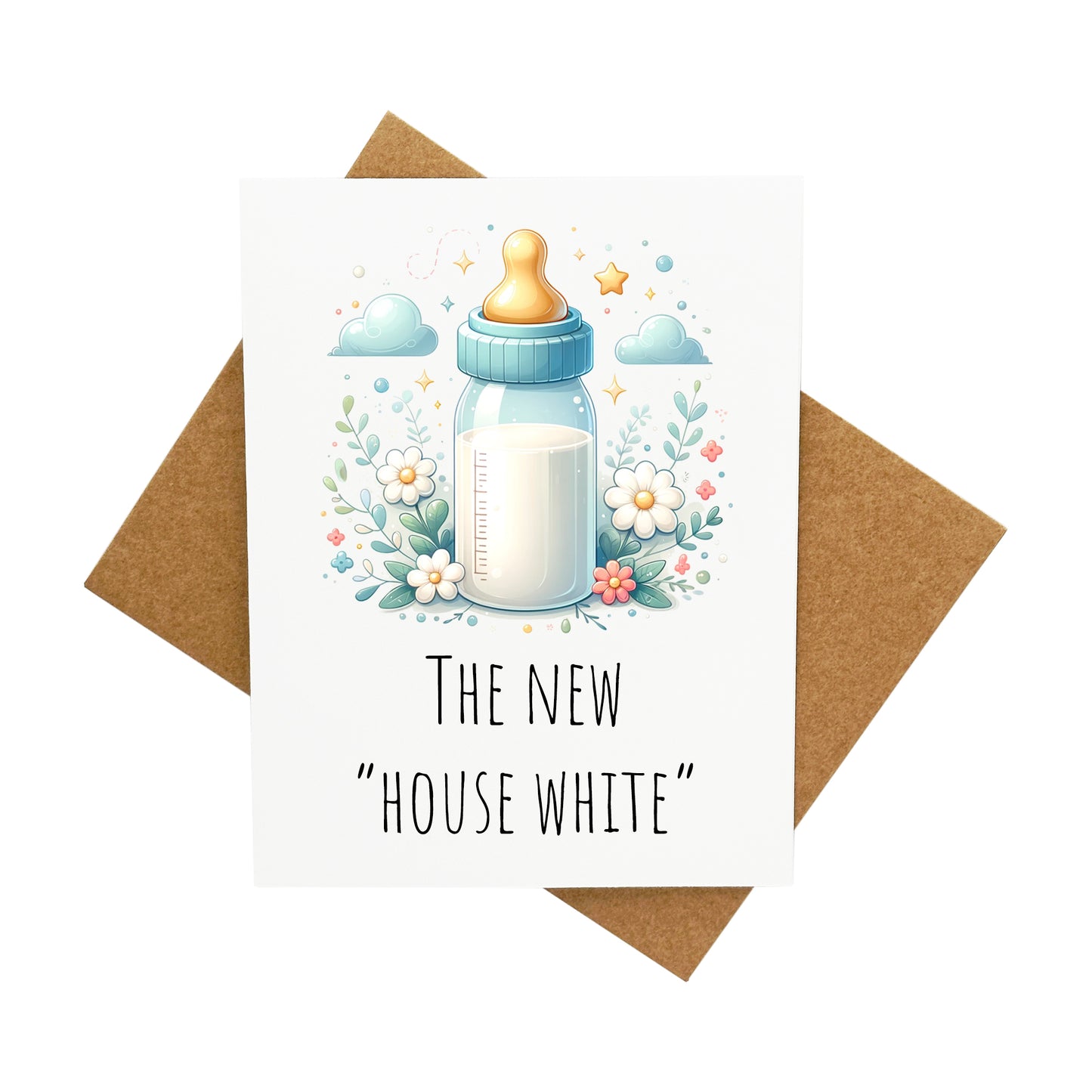 Bottle of Milk is the new "House White": A Handcrafted Greeting Card - Vintage Villages