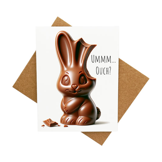 Bitten Ear - Chocolate Easter Bunny: A Handcrafted Greeting Card - Vintage Villages