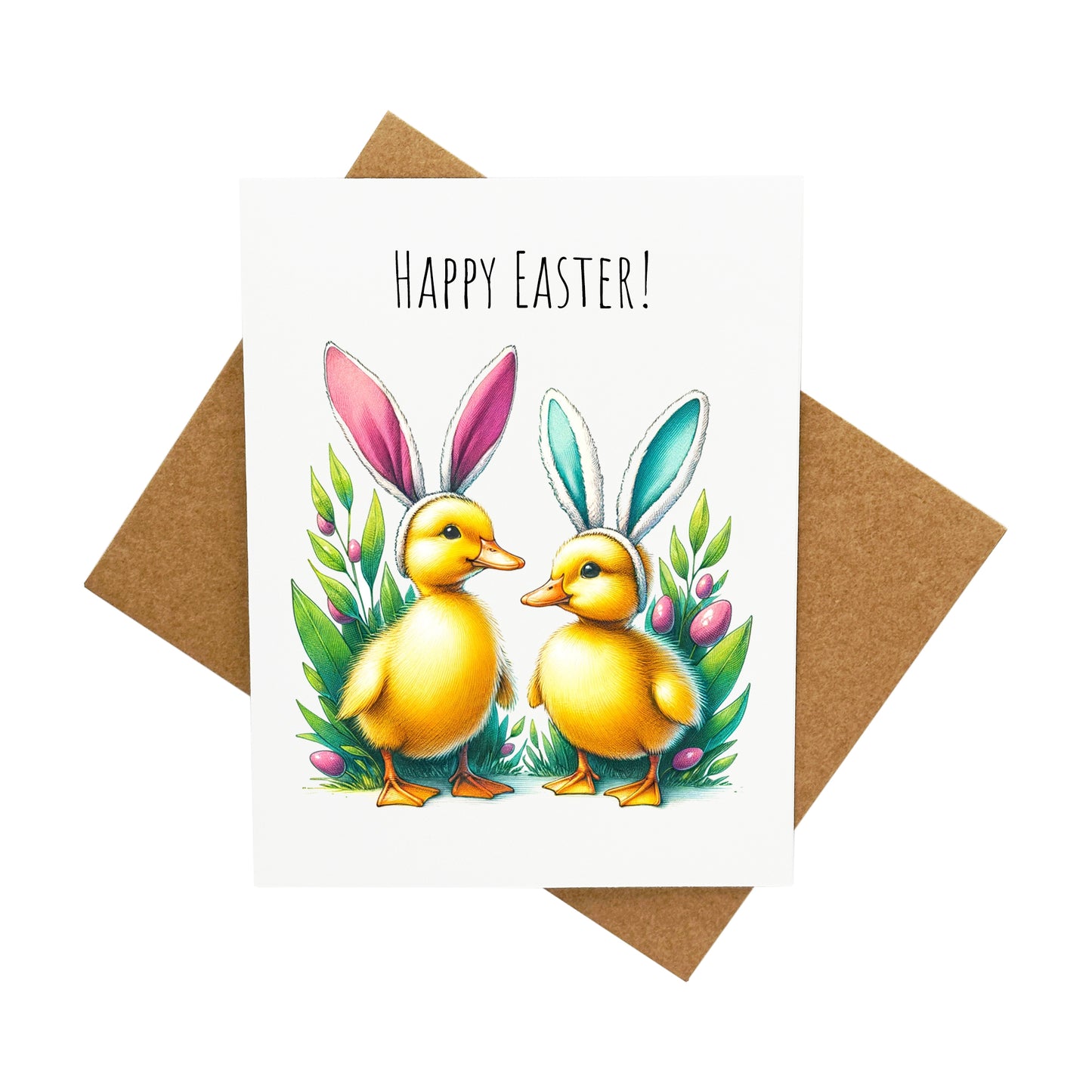 Easter Ducklings with Bunny Ears: A Handcrafted Greeting Card - Vintage Villages