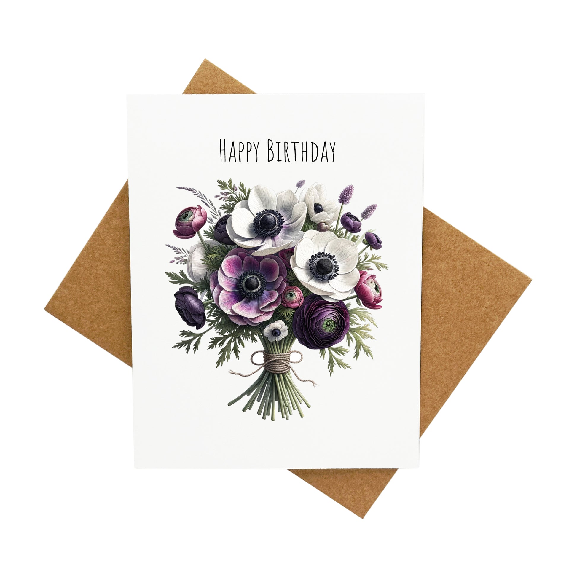 Birthday Flowers - Anemones and Ranunculus: A Handcrafted Greeting Card - Vintage Villages