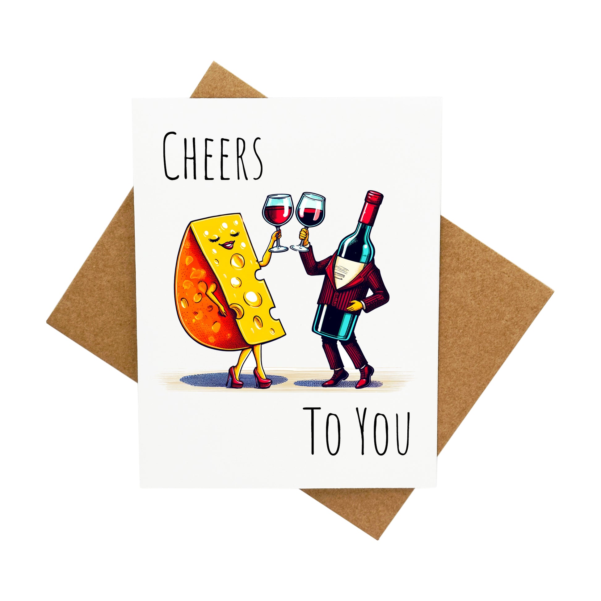 Wine and Cheese CHEERS: A Handcrafted Greeting Card - Vintage Villages