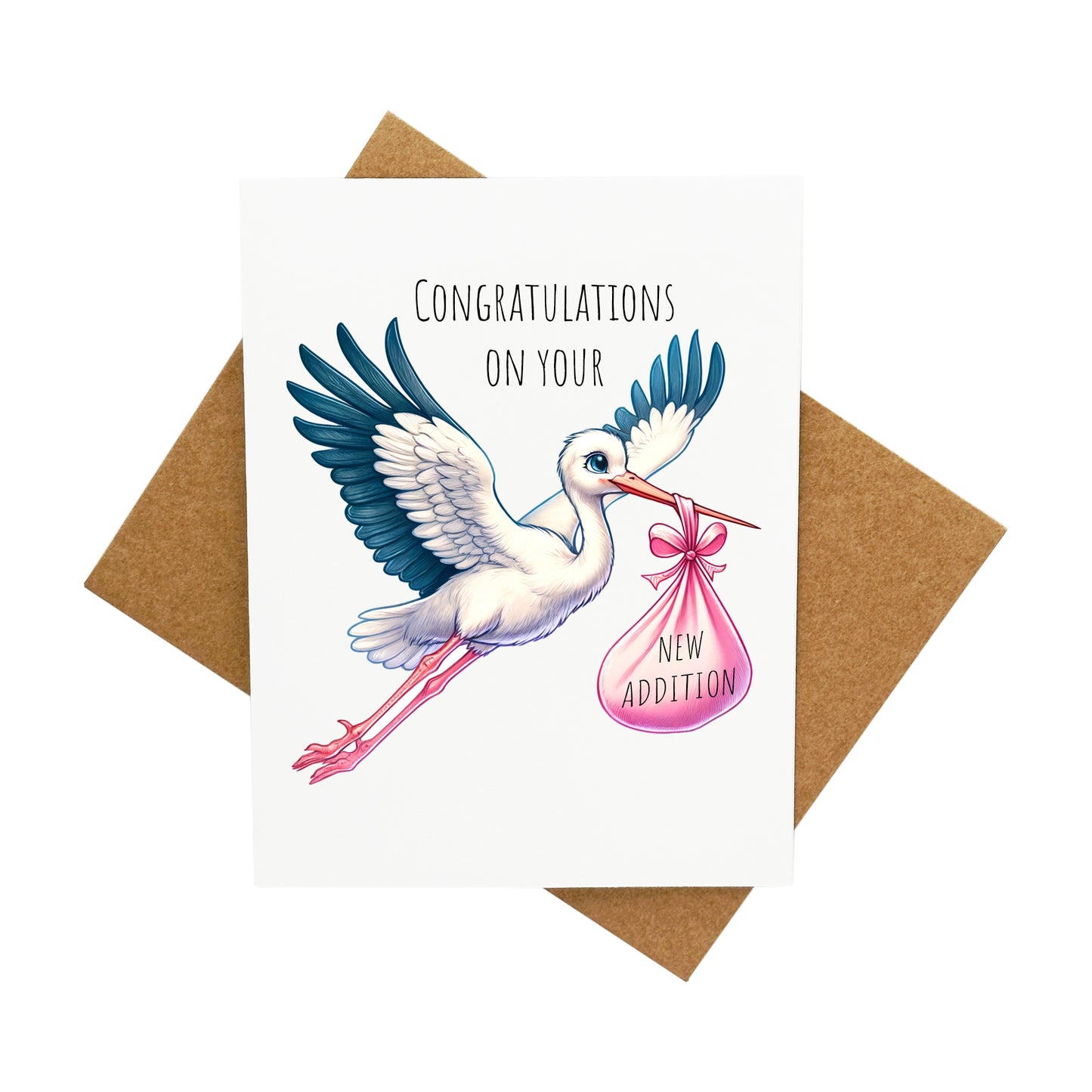 New Baby Stork: A Handcrafted Greeting Card - Vintage Villages