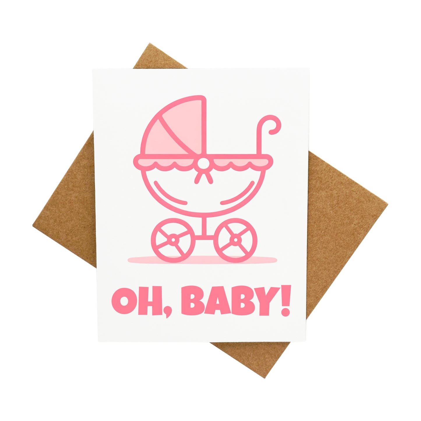 OH, BABY! Pink Stroller: A Handcrafted Greeting Card - Vintage Villages