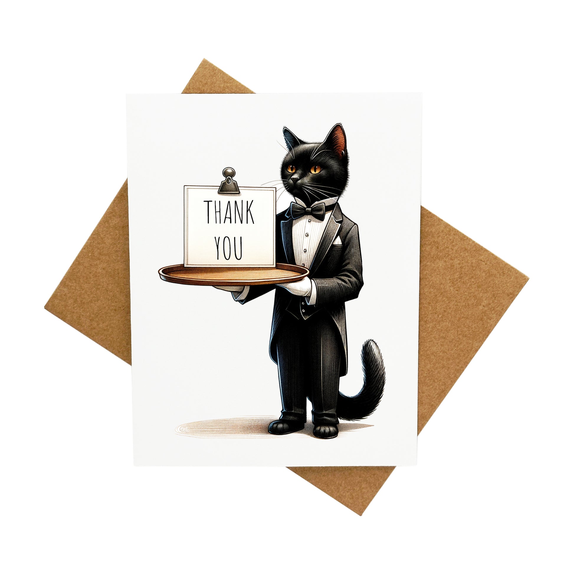 Thank You Black Cat Tuxedo: A Handcrafted Greeting Card - Vintage Villages