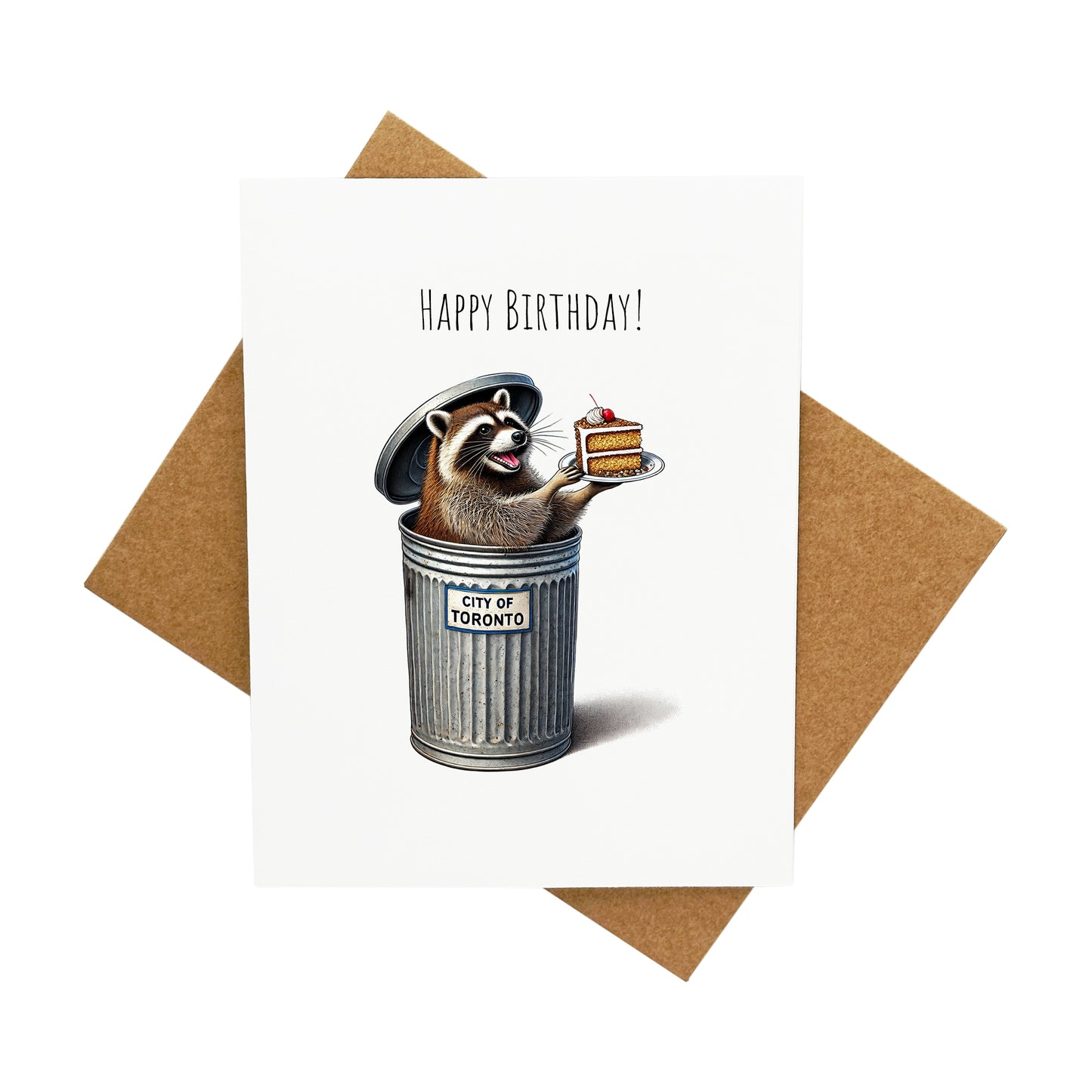 Birthday Cake Trash Can Raccoon: A Handcrafted Greeting Card