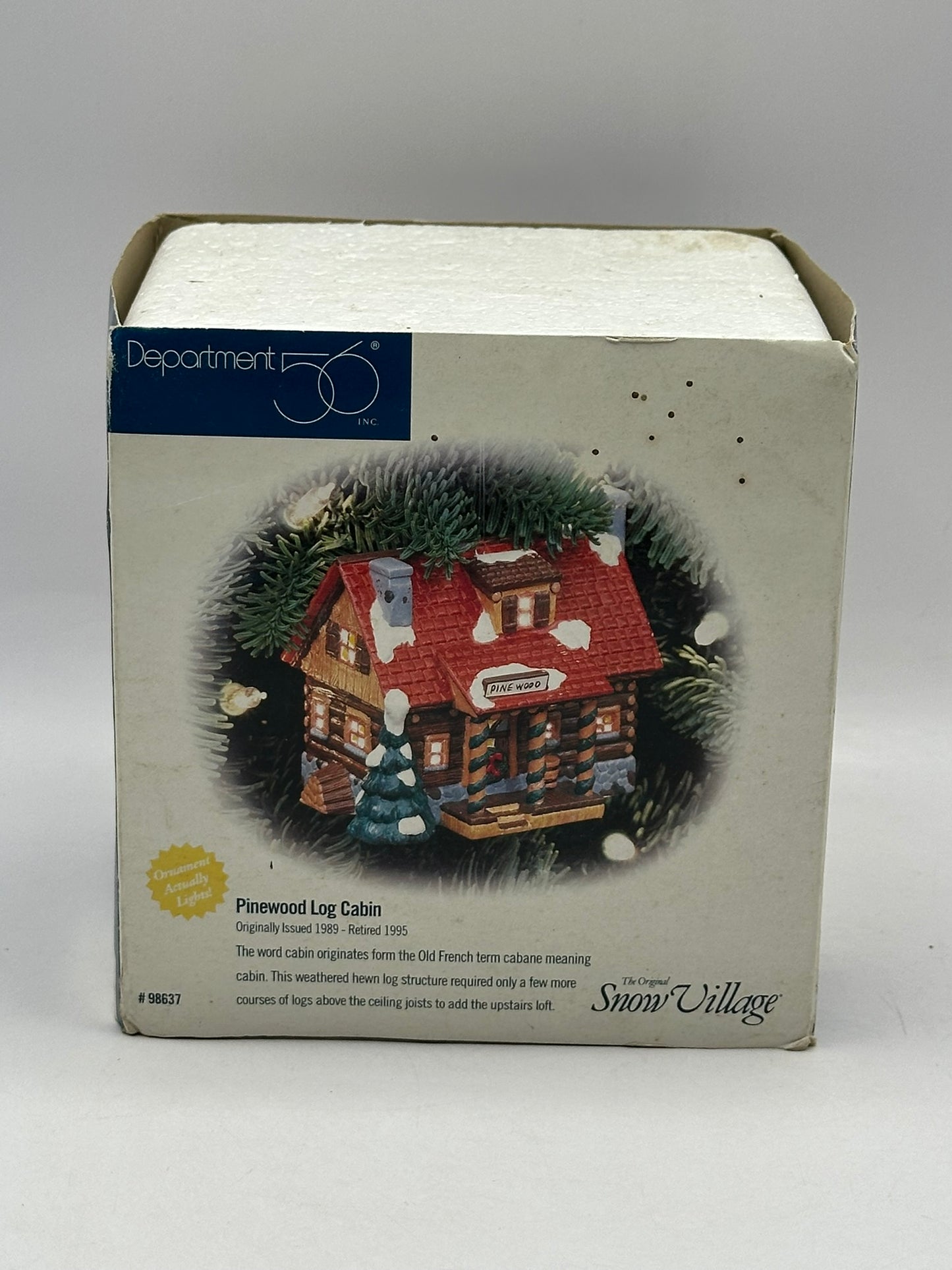 1998-2000 Pinewood Log Cabin Department 56 Hanging Ornament