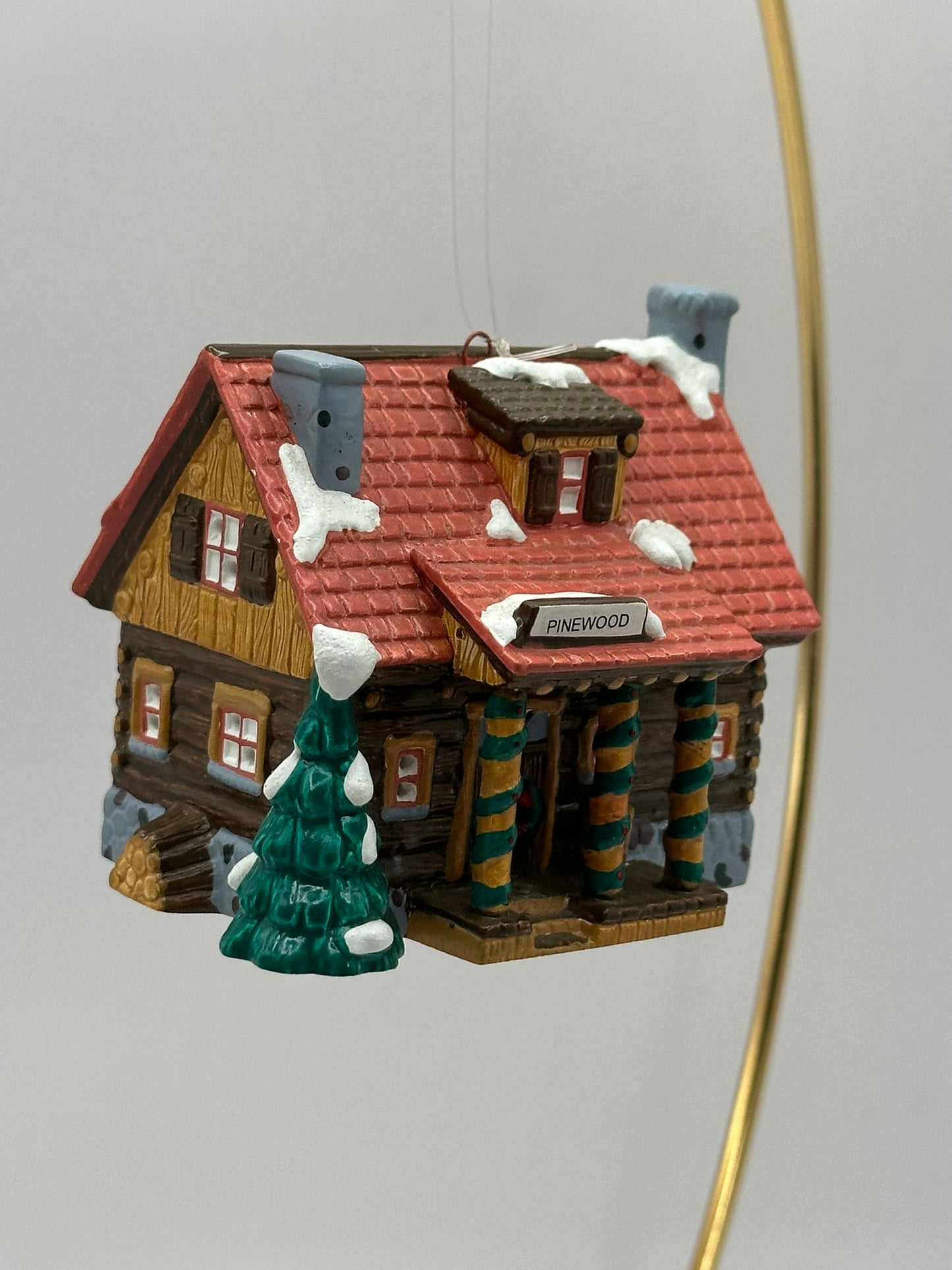 1998-2000 Pinewood Log Cabin Department 56 Hanging Ornament