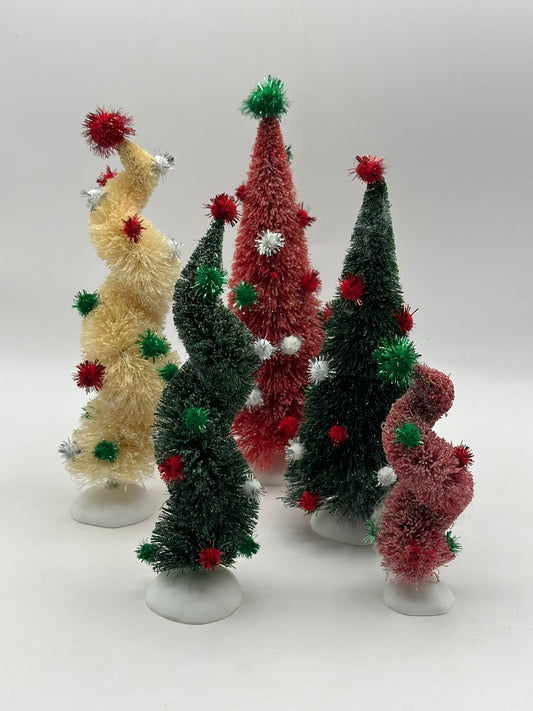 Dept 56 Village Accessories - Tinsel Ball Trees (Set of 5)